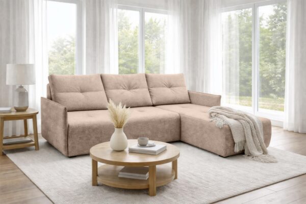 AX LIVING Ecksofa Damascus mit Schlaffunktion Bettkasten Schlafsofa 212 cm R / L