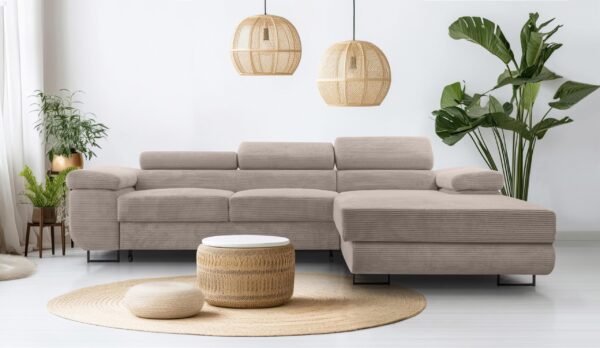 AX LIVING Cord Couch L Form – Arborio R / L 280 cm Ecksofa