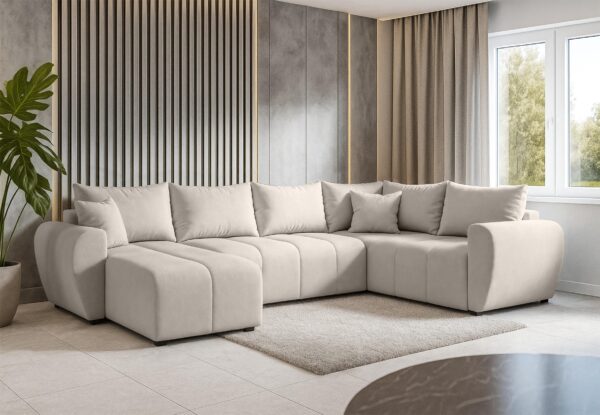 AX LIVING Malatya U XL Wohnlandschaft U Form XXL Ecksofa 303 cm R / L