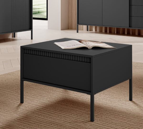 AX LIVING Moderner Couchtisch Beige / Schwarz Trentinis – Quadratisch