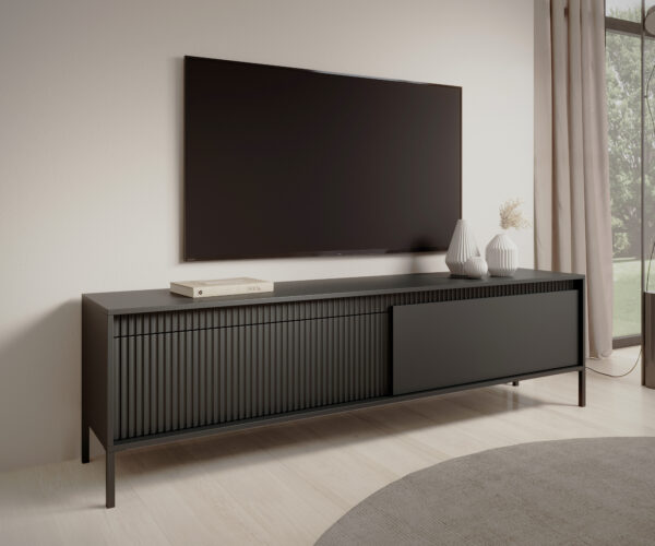 AX LIVING Beige / Schwarz / Eiche Cremona Lowboard Trentinis mit 187,1 cm Breite, modern