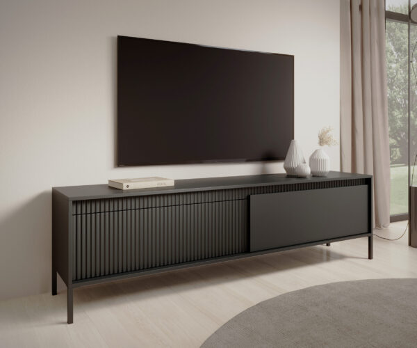 AX LIVING Beige / Schwarz / Eiche Cremona Lowboard Trentinis mit 187,1 cm Breite, modern