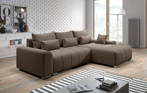 AX LIVING Eckschlafcouch mit Bettkasten Rivolli 260 cm breit universell
