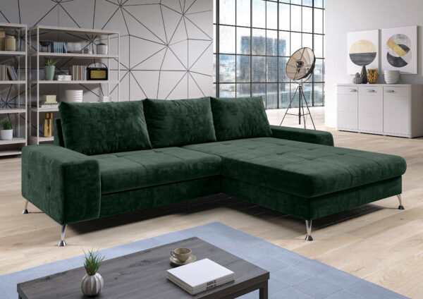 AX LIVING Eckschlafcouch mit Bettkasten Artemia 275 cm Samt R / L