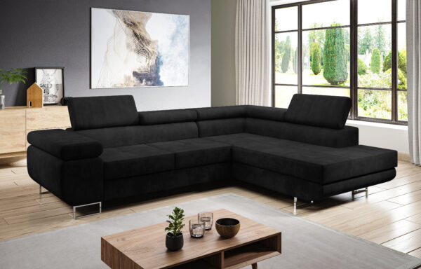 AX LIVING Couch L Form Kanya mit Bettfunktion Stauraum 275 cm breit R / L