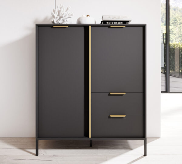 AX LIVING Modern Catanian 2T2S Highboard Anthrazit Kommode 103,3 cm