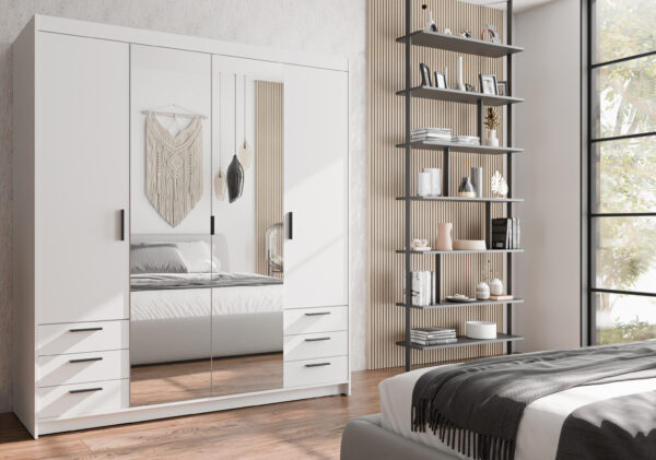AX LIVING Kleiderschrank mit Spiegel Storicos 4T6S Groß