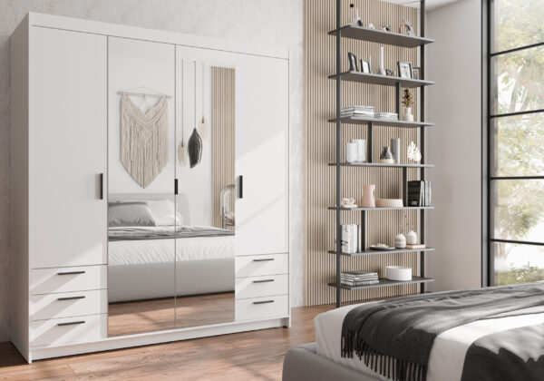 AX LIVING Kleiderschrank mit Spiegel Storicos 4T6S Groß
