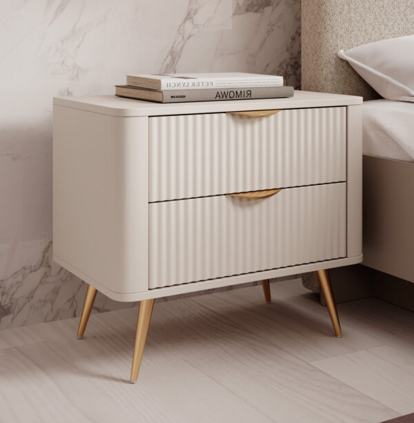 AX LIVING Moderne Nachttisch Vespasia Beige / Schwarz / Weiß