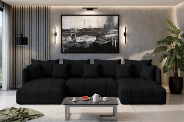 AX LIVING Sofa U Form mit Schlaffunktion Eckcouch Veliro 353 cm