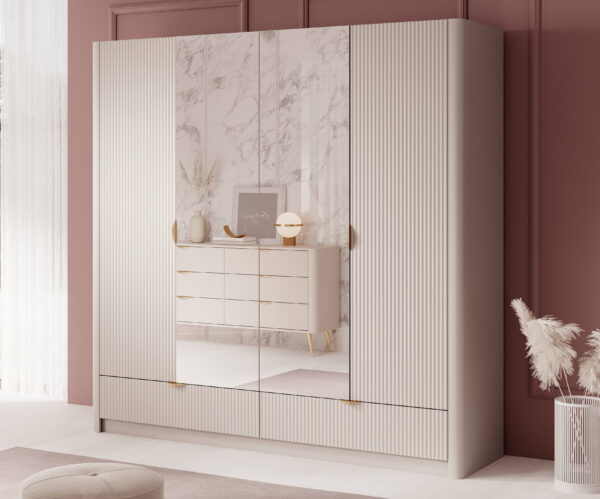 AX LIVING Modern Aufbewahrung Schrank Vespasia – Beige, 213 cm breit
