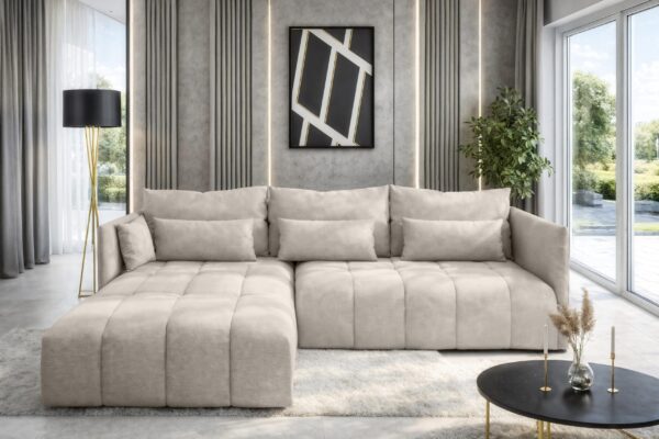 AX LIVING Ecksofa mit Schlaffunktion und Bettkasten Cosmova 248 cm universell