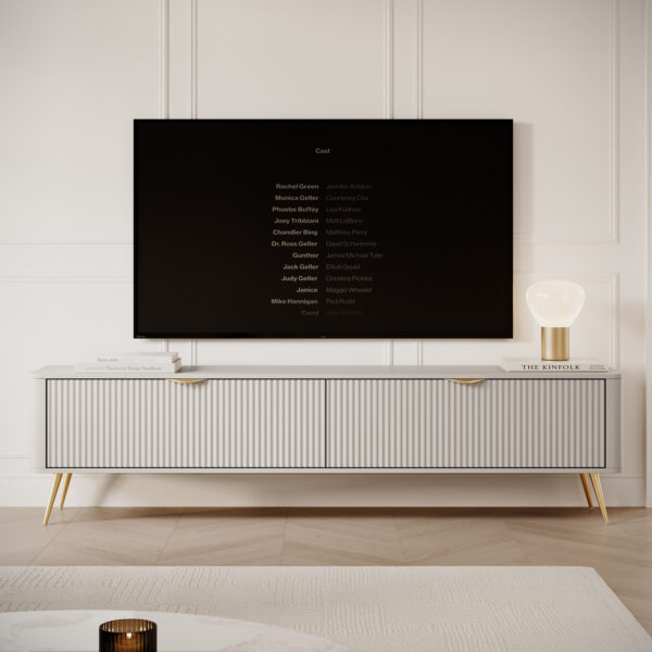AX LIVING Eleganter TV Lowboard modern Beige / Schwarz / Weiß Vespasia 200 cm 2T