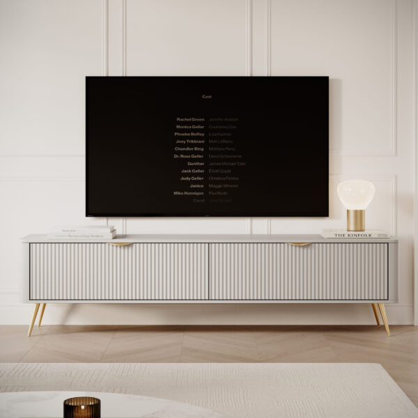 AX LIVING Eleganter TV Lowboard modern Beige / Schwarz / Weiß Vespasia 200 cm 2T