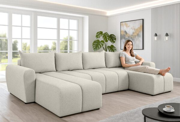 AX LIVING Ecksofas groß Ferrande 317 cm – Sofa mit Schlaffunktion universell