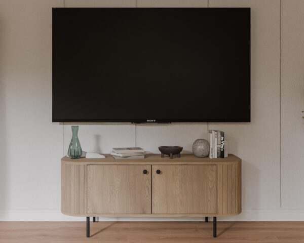 AX LIVING TV-Schrank Halay 2 Türen Moderne Rillenstruktur 123 cm