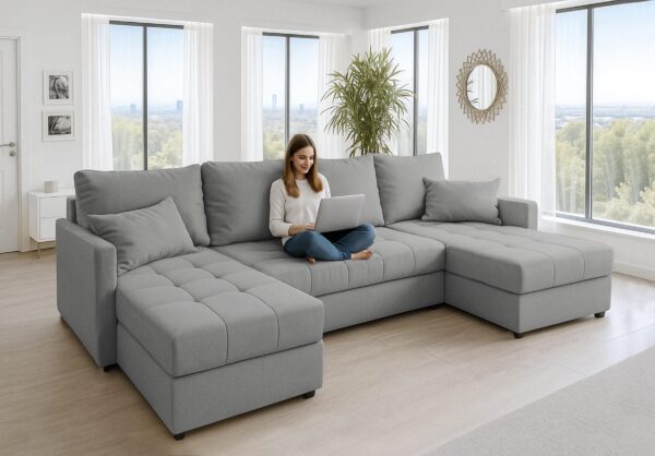 AX LIVING Ecksofas groß Dolceo 287 cm – Sofa mit Schlaffunktion universell