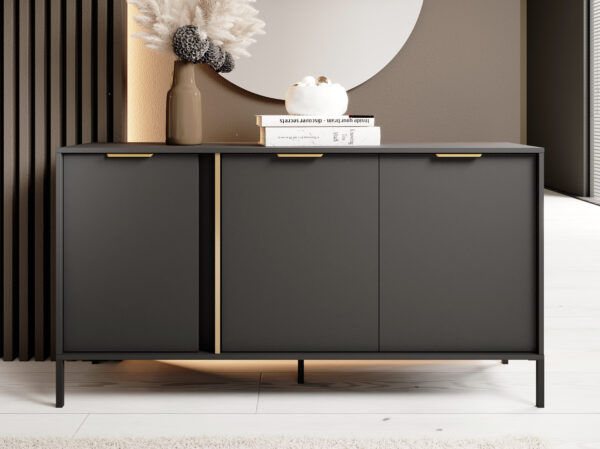 AX LIVING Catanian 153 3T anthrazit graues Sideboard 153,1cm, Breite