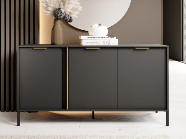 AX LIVING Catanian 153 3T anthrazit graues Sideboard 153,1cm, Breite
