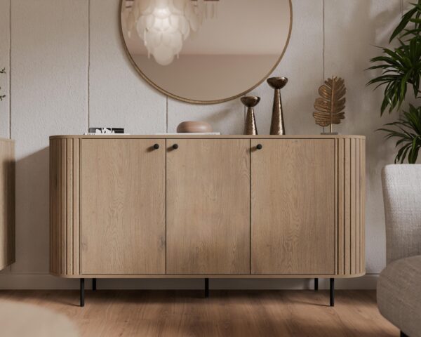 AX LIVING Kommode Halay 3 Türen Moderne Rillenstruktur 164,6 cm mit