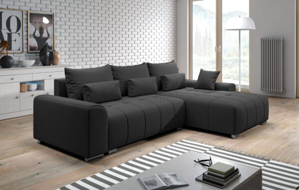 AX LIVING Eckschlafcouch mit Bettkasten Rivolli 260 cm breit universell