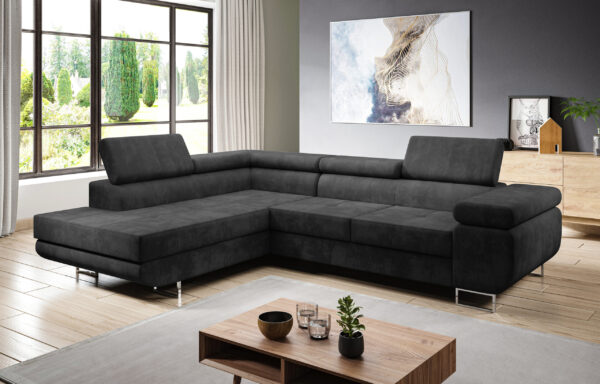 AX LIVING Couch L Form Kanya mit Bettfunktion Stauraum 275 cm breit R / L