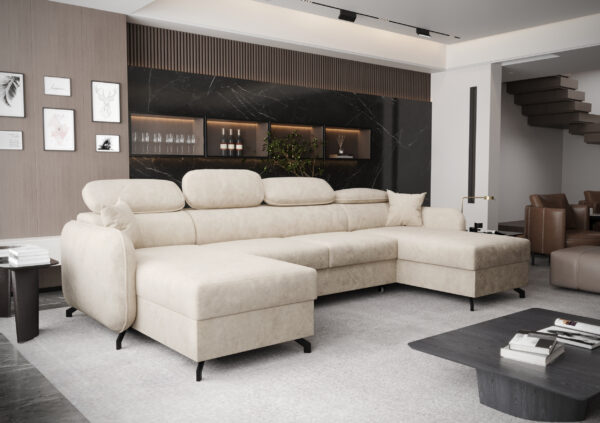 AX LIVING Ecksofa klein mit Schlaffunktion Ribella 5 - 345 cm U-Form
