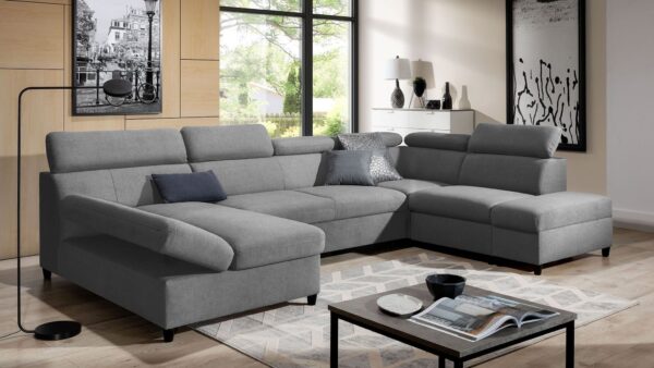 AX LIVING U Sofa mit Schlaffunktion und Bettkasten Olettio 342 cm R / L