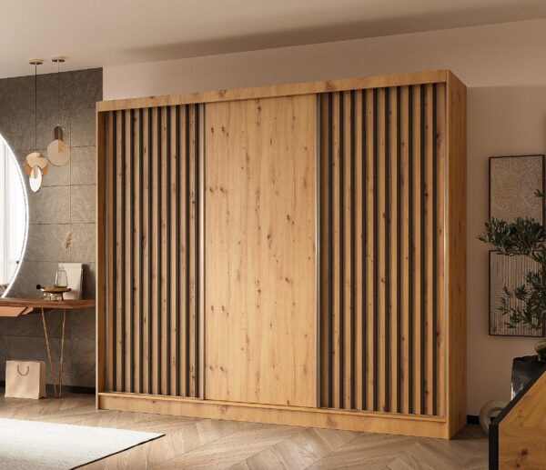 AX LIVING Cabinio Schwebetürenschrank – 240cm Lamellen