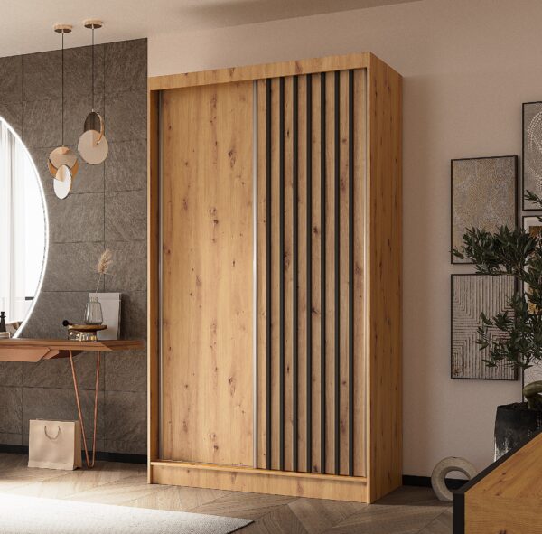 AX LIVING Cabinio Kleiderschrank 120cm breit Schiebetüren