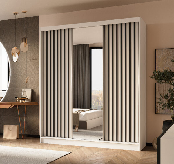 AX LIVING Cabinio Schwebetürenschrank 180 cm Lamellen