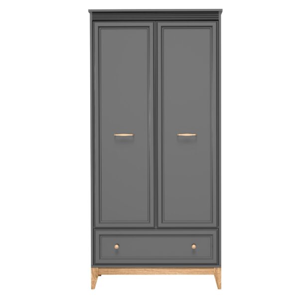 AX LIVING Kleiderschrank Nymphen 2 Türen Schublade MDF Eiche Beine