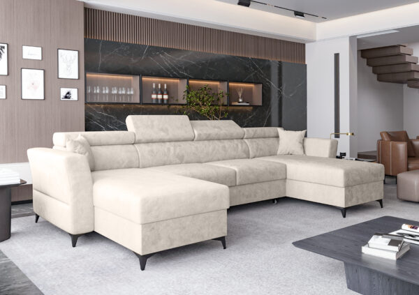 AX LIVING Ecksofa klein mit Schlaffunktion Ribella - 345 cm U-Form