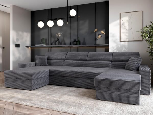 AX LIVING Belek U Form Cord Sofa mit Bettkasten 355 cm