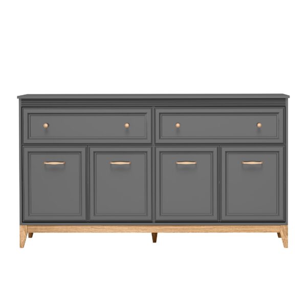 AX LIVING Kommode Nymphen 2 Schubladen 4 Türen MDF Eiche Beine 179 cm