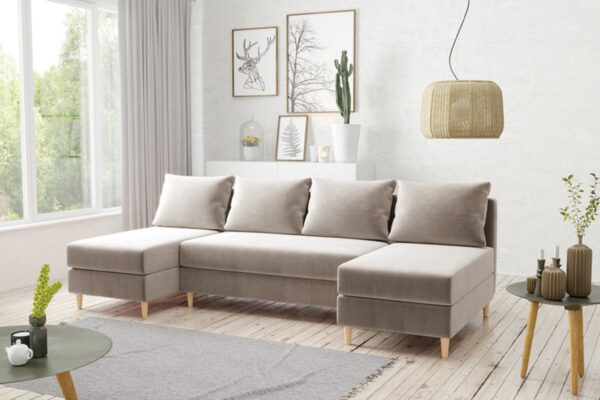 AX LIVING Samt Couch mit Schlaffunktion Hoyton 270 cm Eleganz & Komfort
