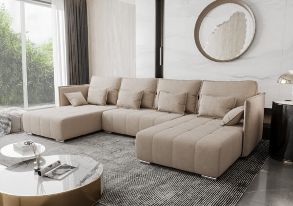AX LIVING U Form Sofa mit Schlaffunktion Florinna 345cm