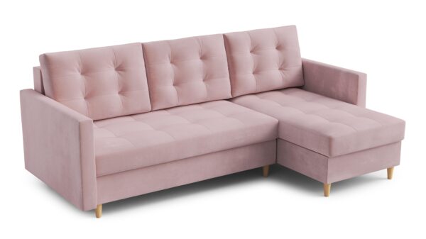 AX LIVING Kleine Couch L Form Nesbit 224 cm mit Schlaffunktion und Bettkasten universell