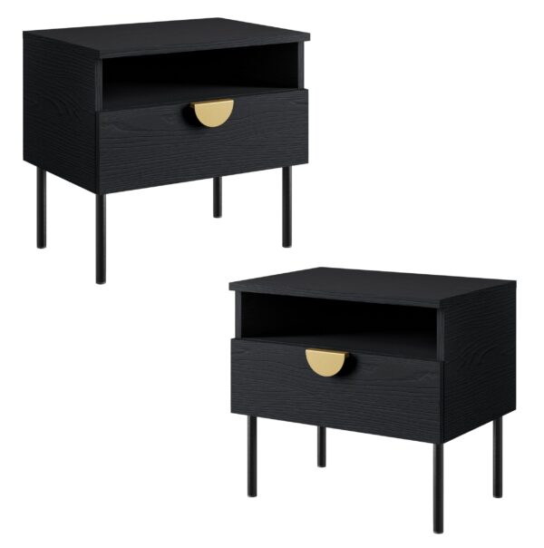 AX LIVING Nachttisch Brunelli 50 cm 2er Set Griffe
