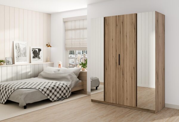 AX LIVING Nehir Kleiderschrank 200 cm, 2 Spiegel außen