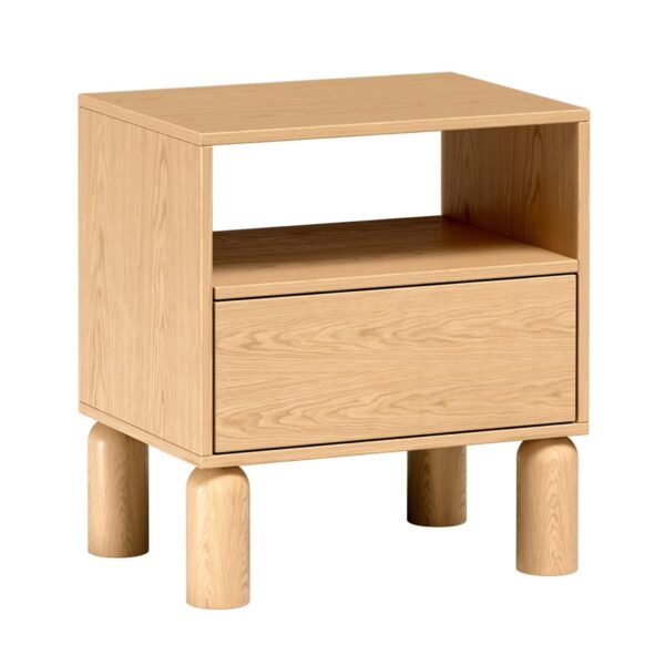 AX LIVING Soulme Nachttisch modern 54,5 cm breit in warmer Bookmatch-Eichenoptik