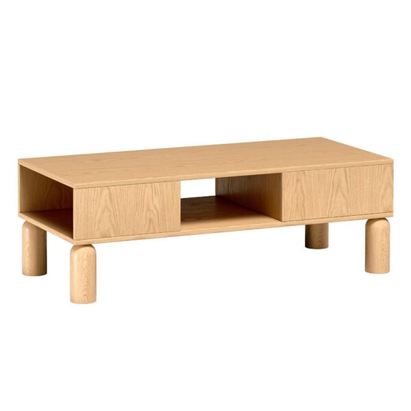 AX LIVING Soulme Couchtisch modern 110 cm breit – Bookmatch-Holz mit 1 Schublade