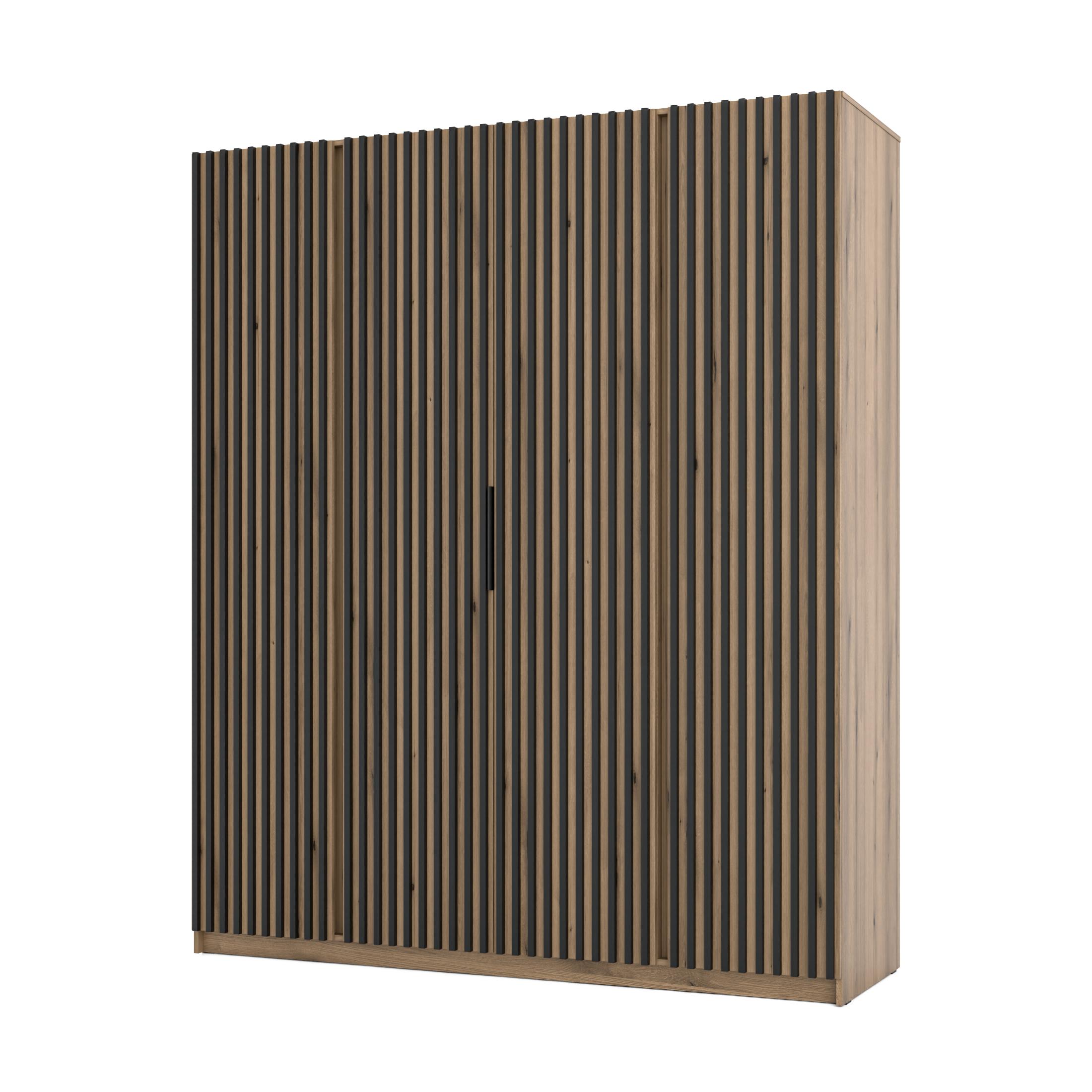 AX LIVING Nehir Kleiderschrank 200 cm, 4 Lamellentüren – Bild 2