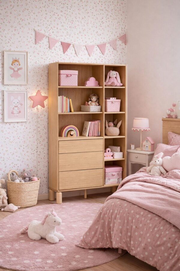 AX LIVING Soulme Offenes Regal 110 cm breit in Bookmatch-Eiche, mit 3 Schubladen