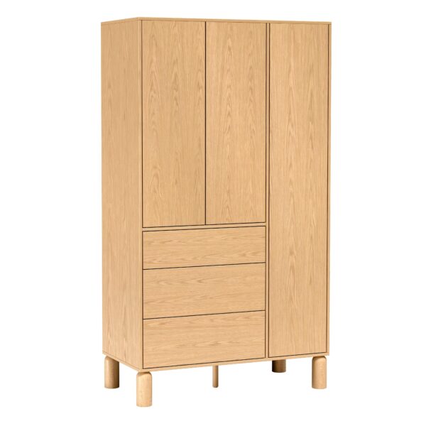 AX LIVING Soulme Kleiderschrank mit Schubladen 110 cm im warmen Bookmatch-Dekor